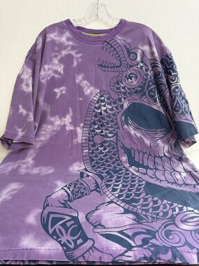 Kaalu Men’s Dragon Graphic Purple Skull T Shirt